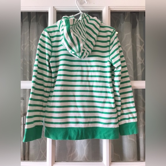 Cat & Jack size 6 / 6X zip-up hooded sweatshirt with green and white stripes GUC - Picture 7 of 8